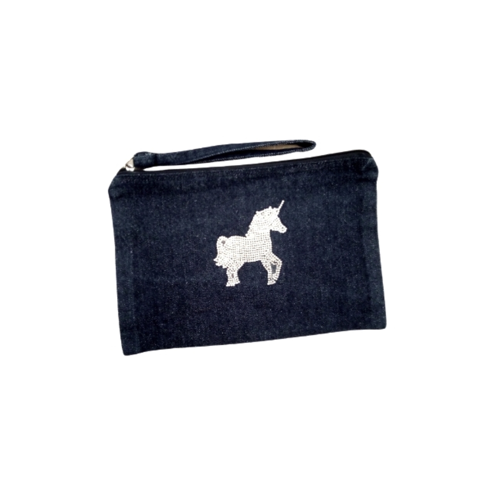 Denim Wristlet with Unicorn Bijoux! 🦄
